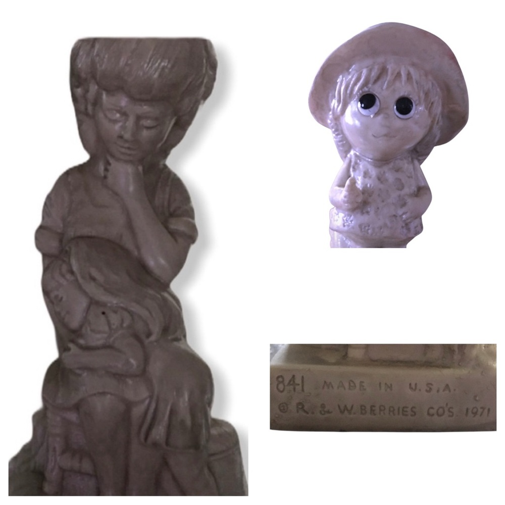 Set of 2 Vintage Wallace Russ Berrie & Co Figurines Big Eye
Children 70s Kitschy